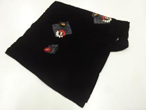 アンティーク　ビロード源氏香に花模様刺繍ショール